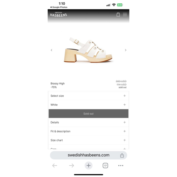 Women's Swedish Hasbeens Handmade Brassy High Sandals Size 38 White Sandals - Picture 8 of 16